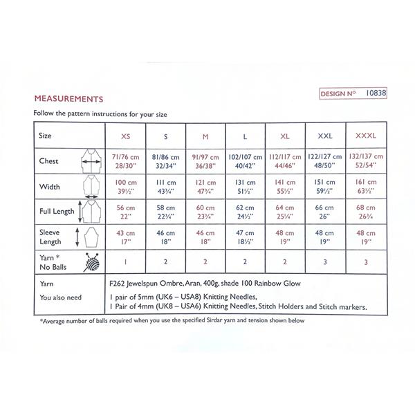 Sirdar Pattern 10838 Sleave Appeal Sweater in Jewelspun Ombre Aran