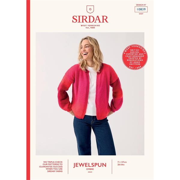 Sirdar Pattern 10839 Event Edge to Edge Cardigan in Jewelspun Ombre Aran