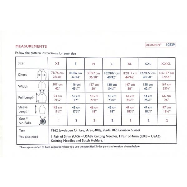Sirdar Pattern 10839 Event Edge to Edge Cardigan in Jewelspun Ombre Aran