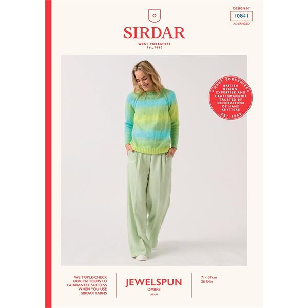 Sirdar Pattern 10841 Round the Raglan Sweater in Jewelspun Ombre Aran