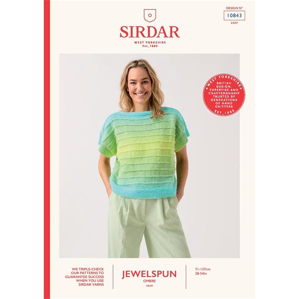 Sirdar Pattern 10843 To A Tee Knitted Top in Jewelspun Ombre Aran