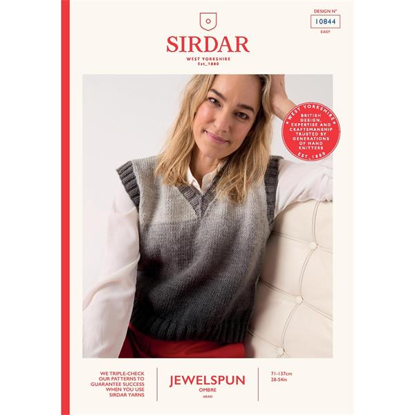 Sirdar Pattern 10844 Vest in Show Pullover in Jewelspun Ombre Aran