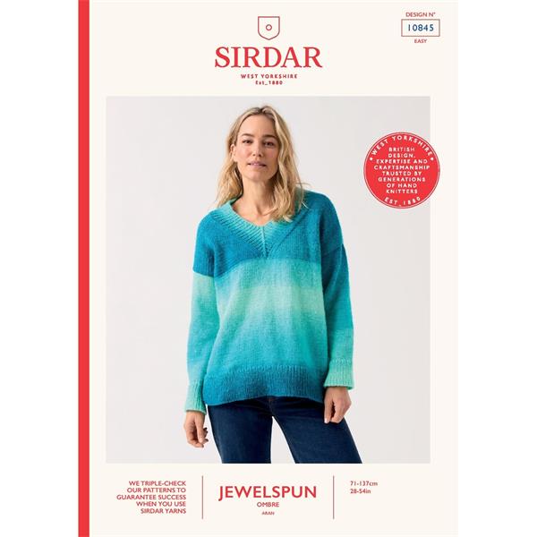 Sirdar Pattern 10845 Truly Madly Deep V Sweater in Jewelspun Ombre Aran