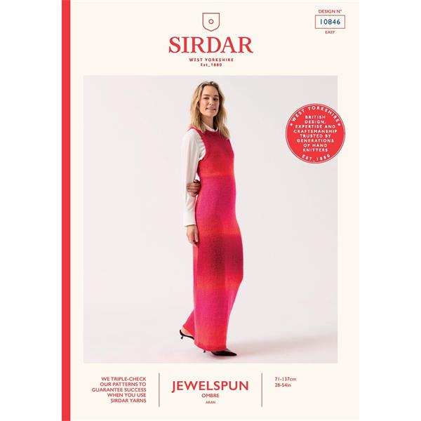 Sirdar Pattern 10846 Sleek Sleeveless Maxi Dress in Jewelspun Ombre Aran