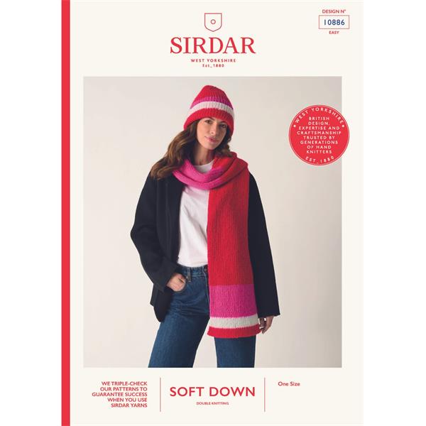 Sirdar Pattern 10886 Wrap Me Up Scarf Set in Soft Down DK