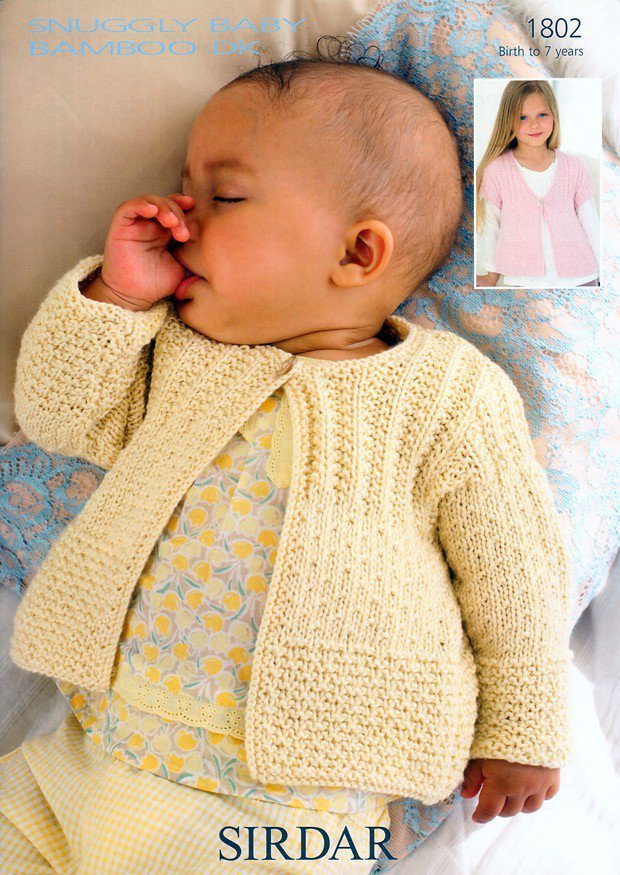Sirdar Pattern 1802 Baby Cardigans in Snuggly Baby Bamboo DK