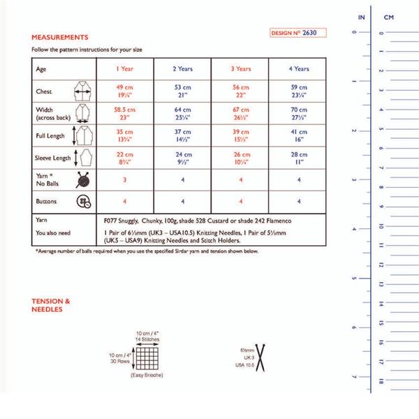 Sirdar Pattern 2630 Pop Pop Cardigan in Snuggly Chunky