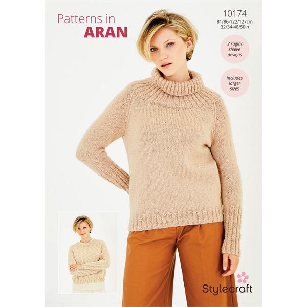 Stylecraft Pattern 10174 Sweaters in Serene or Grace Aran