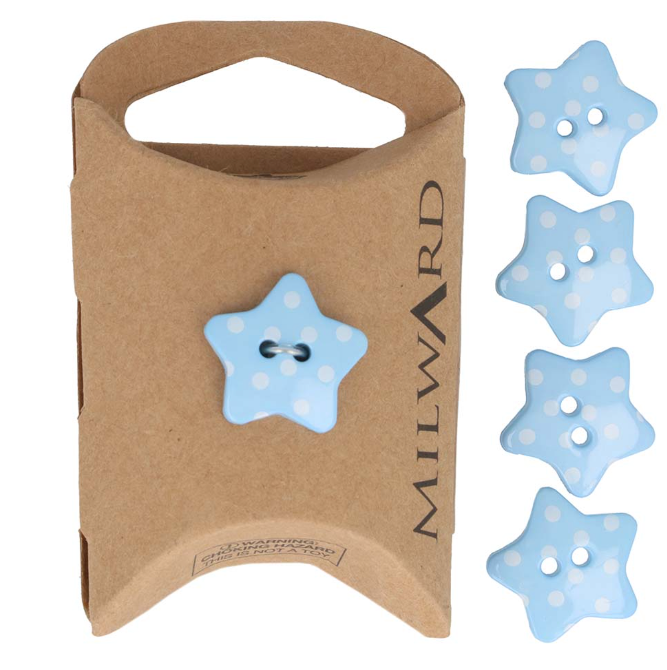 Milward 2-hole button star 18mm blue - 1x5pcs