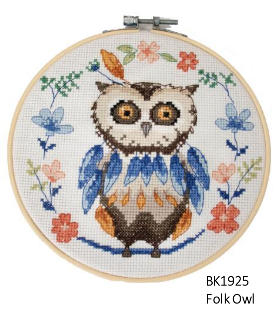DMC Cute Woodland Creatures - Folk Owl Cross Stitch Kit