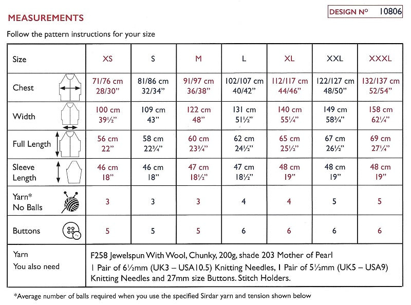 Sirdar Pattern 10806 Metamorphic Cardigan in Jewelspun Chunky