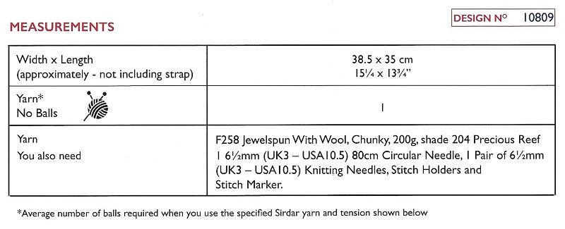 Sirdar Pattern 10809 Ripplied Mineral Bag in Jewelspun Chunky