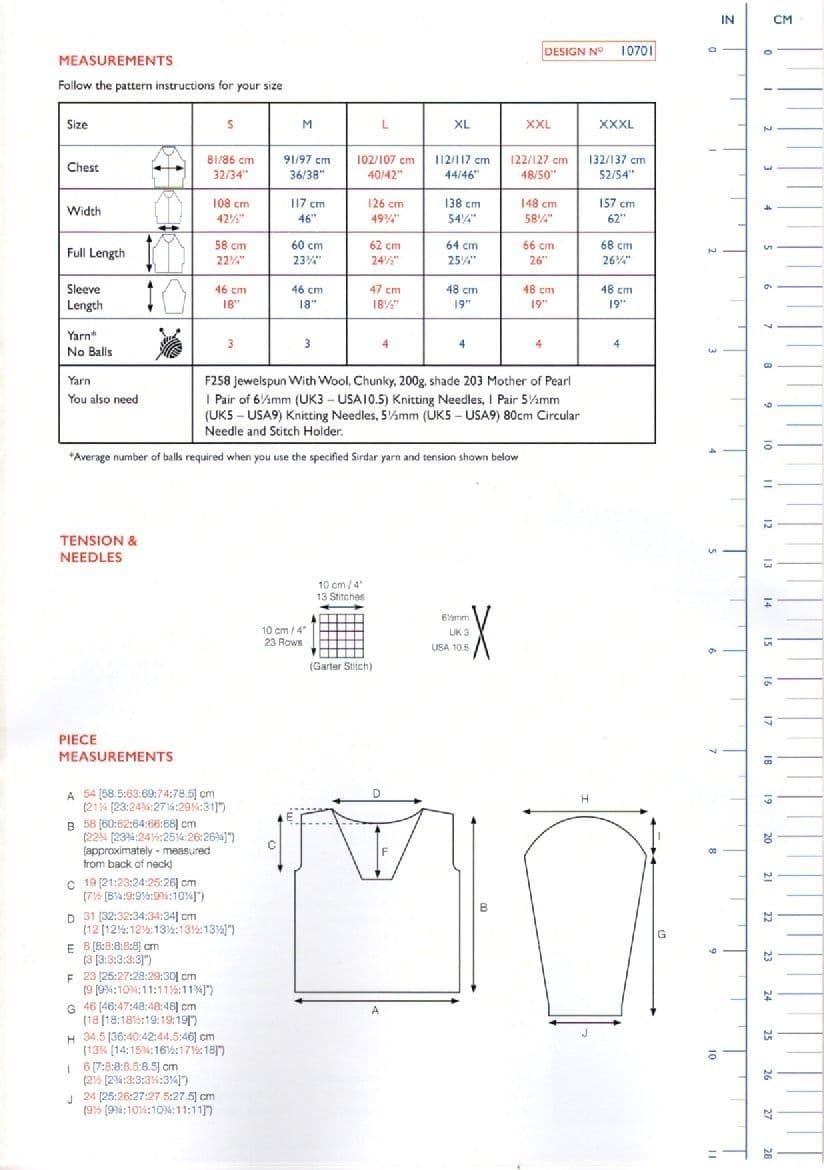 Sirdar Pattern 10701 High Tide Sweater in Jewelspun Chunky with Wool