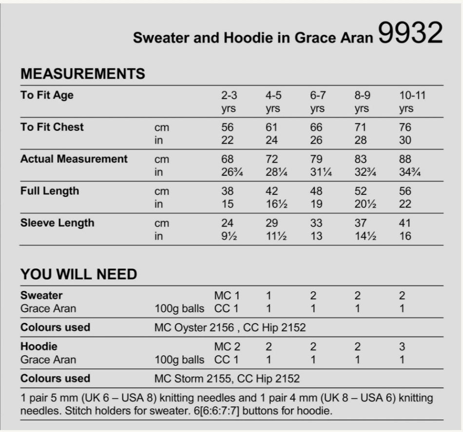 Stylecraft Pattern 9932 Children's Sweater & Hoodie in Grace Aran