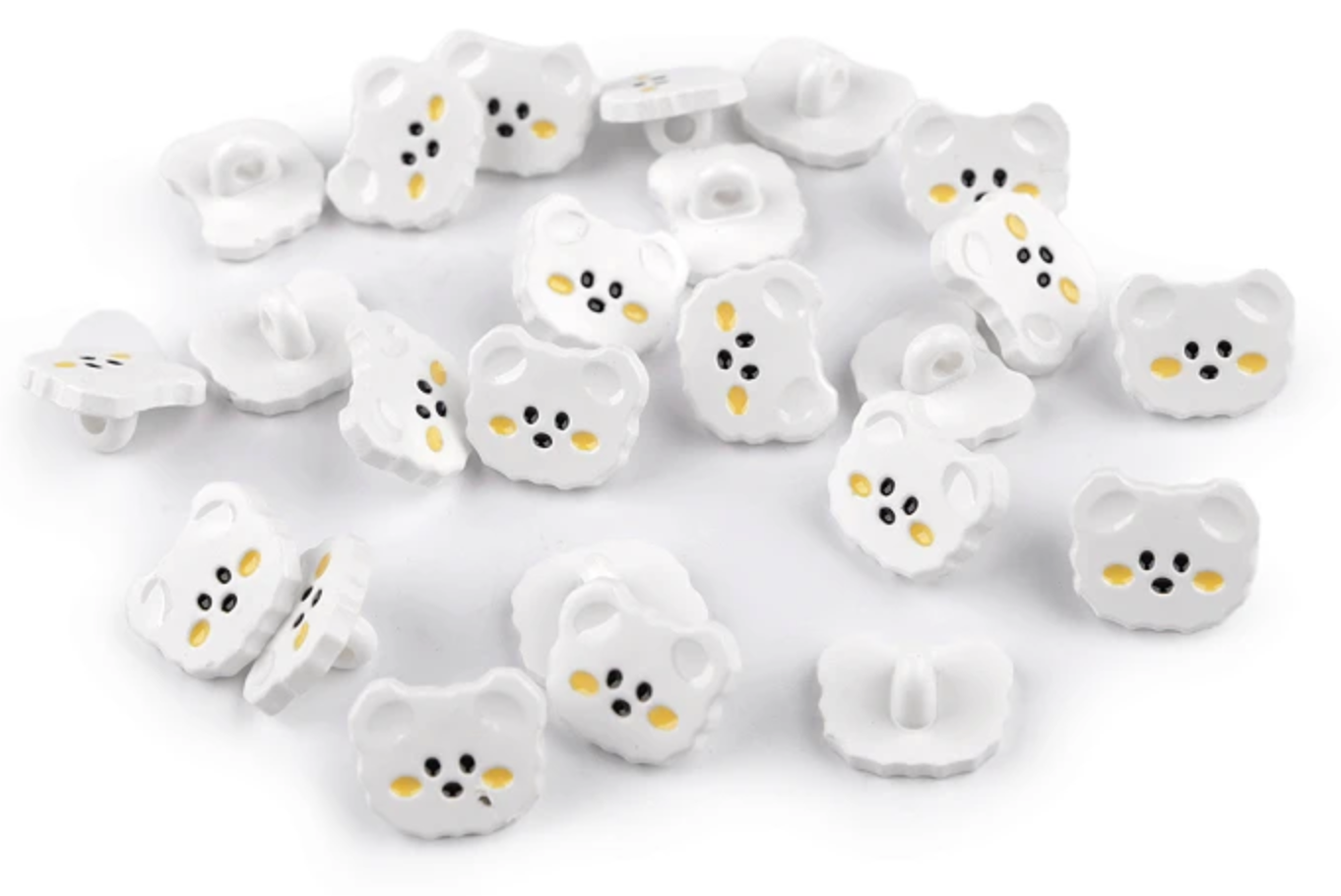 Teddy/Cat Buttons - White