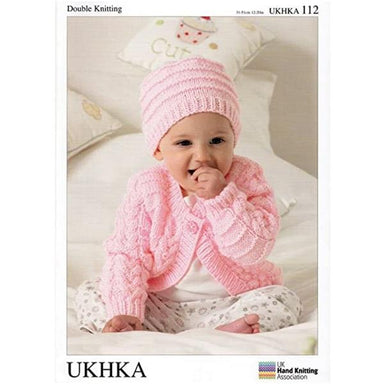 UKHKA Pattern 112 Baby Cardigans, Hat & Blanket in Double Knitting