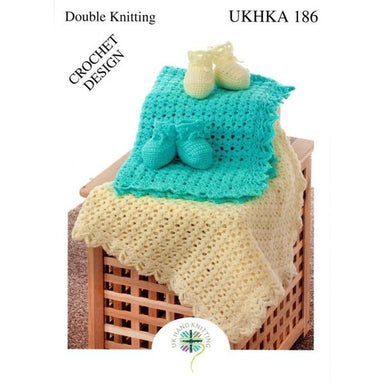 UKHKA Pattern 186 Crochet Blanket & Bootees DK