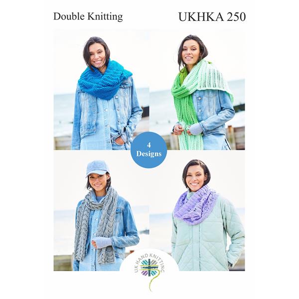 UKHKA Pattern 250 Shawl, Scarf & Snoods in Double Knitting