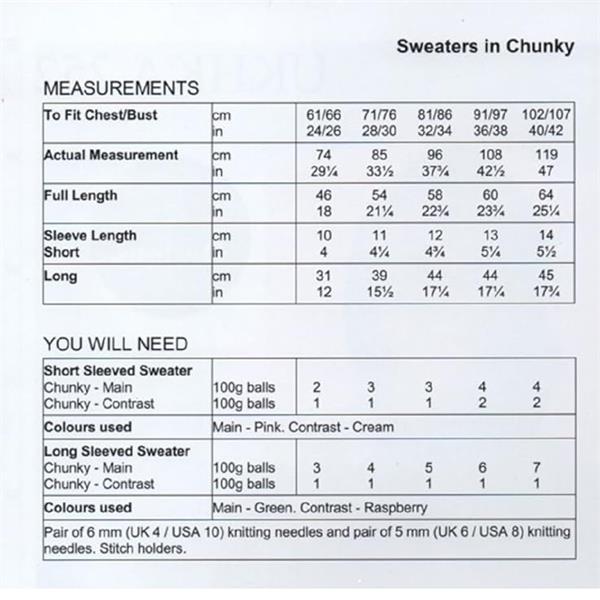 UKHKA Pattern 252 Sweaters in Chunky