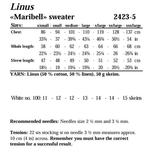 Viking Garn Pattern 2423-05 Maribell Sweater in Linus (Linen/Cotton DK)
