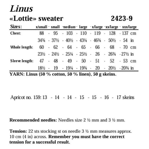 Viking Garn Pattern 2423-09 Lottie Sweater in Linus (Linen/Cotton DK)
