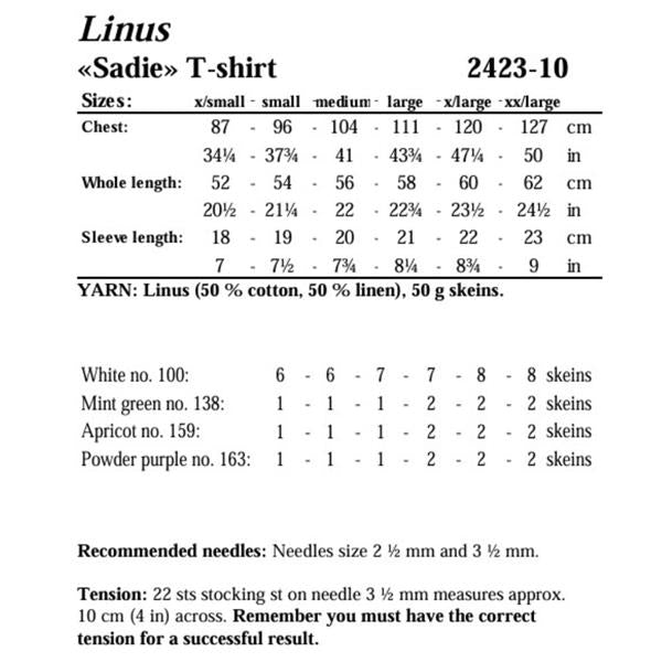 Viking Garn 2423-10 Saide T-Shirt in Linus (Linen/Cotton DK)