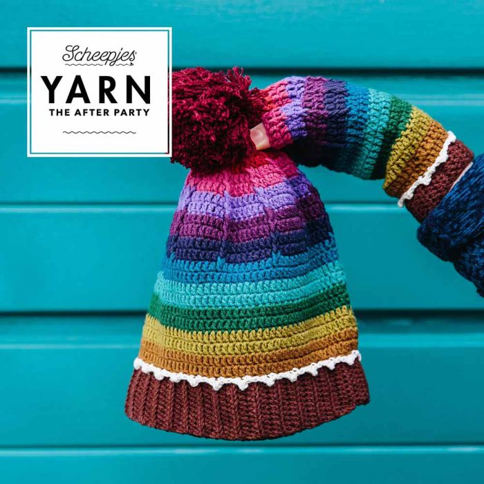 Yarn The After Party no. 156 Kaleidoscope Combo Crochet Hat & Mittens