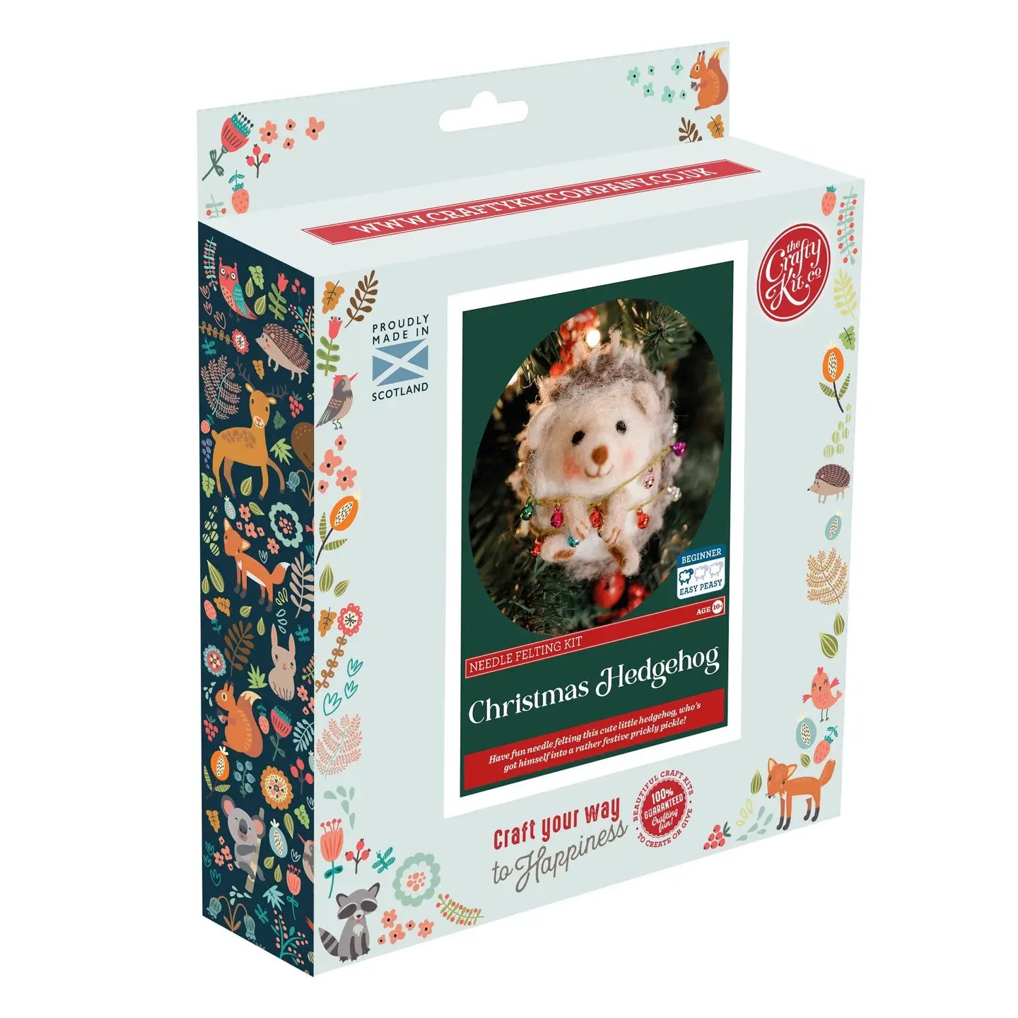 The Crafty Kit Company - Christmas Hedgehog Needle Felting Craft Kit