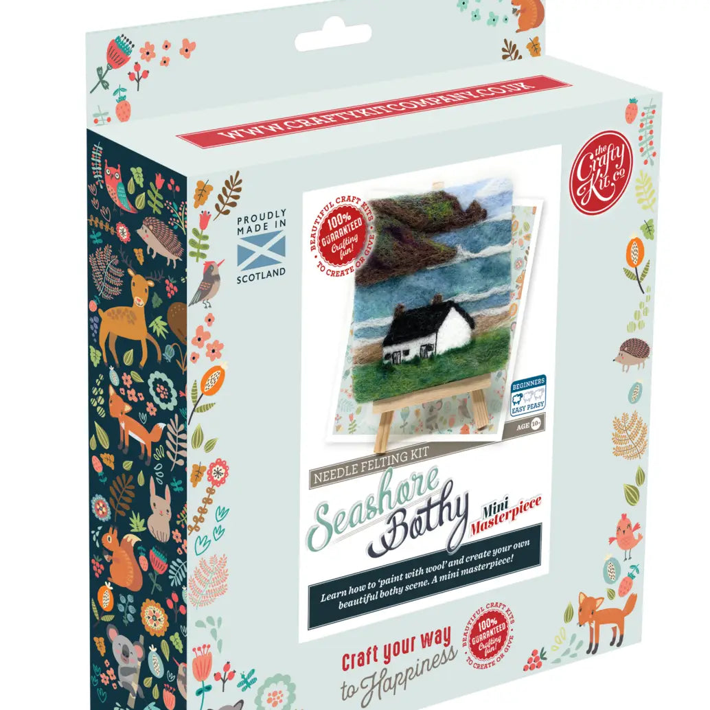 The Crafty Kit Company - 'Paint with Wool' - Mini Masterpiece Seashore Bothy Needle Felting Kit
