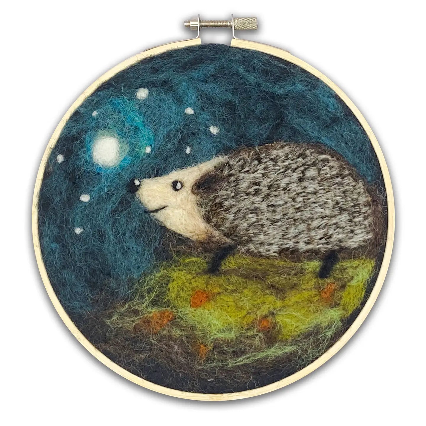 The Crafty Kit Company - Hedgehog in a Hoop Needle Felting Craft Kit