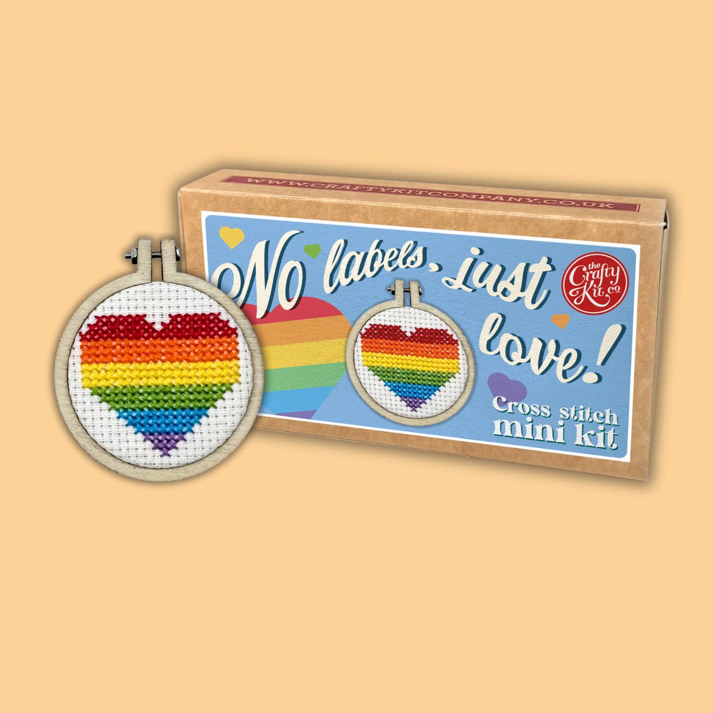The Crafty Kit Company - Mini Matchbox Cross Stitch Kit - 'No Labels, Just Love'