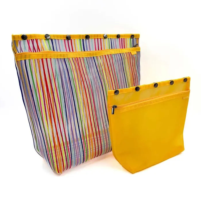 Della Q Oh Snap Rainbow-yellow standing L-XL Craft Bags x 2
