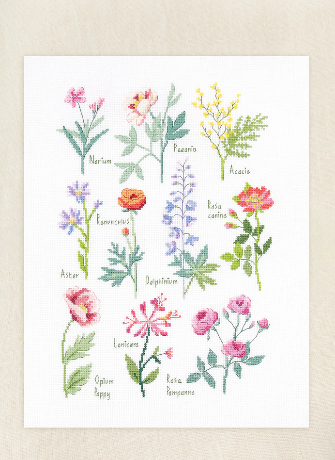 DMC Botanical Sampler by Nathalie Weinzaepflen - Intermediate Cross Stitch Kit