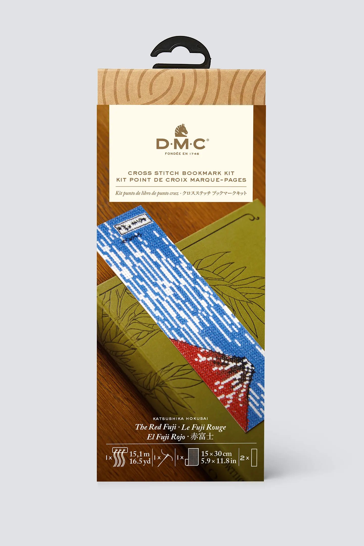 DMC 'The Red Fuji' by Katsushika Hokusai, Advanced Cross Stitch Bookmark Kit