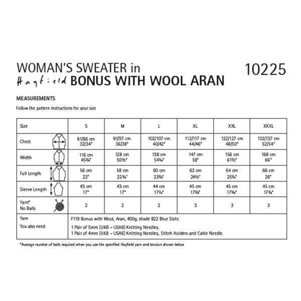 Sirdar Pattern 10225 Fisherman's Rib & Cable Sweater in Aran