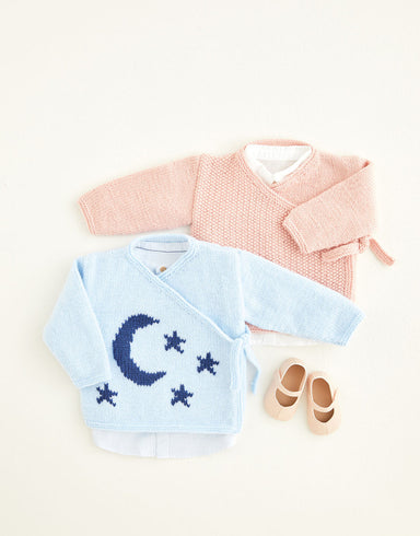 Hayfield Pattern 5424 Moon & Stars Wraparound cardigans in DK