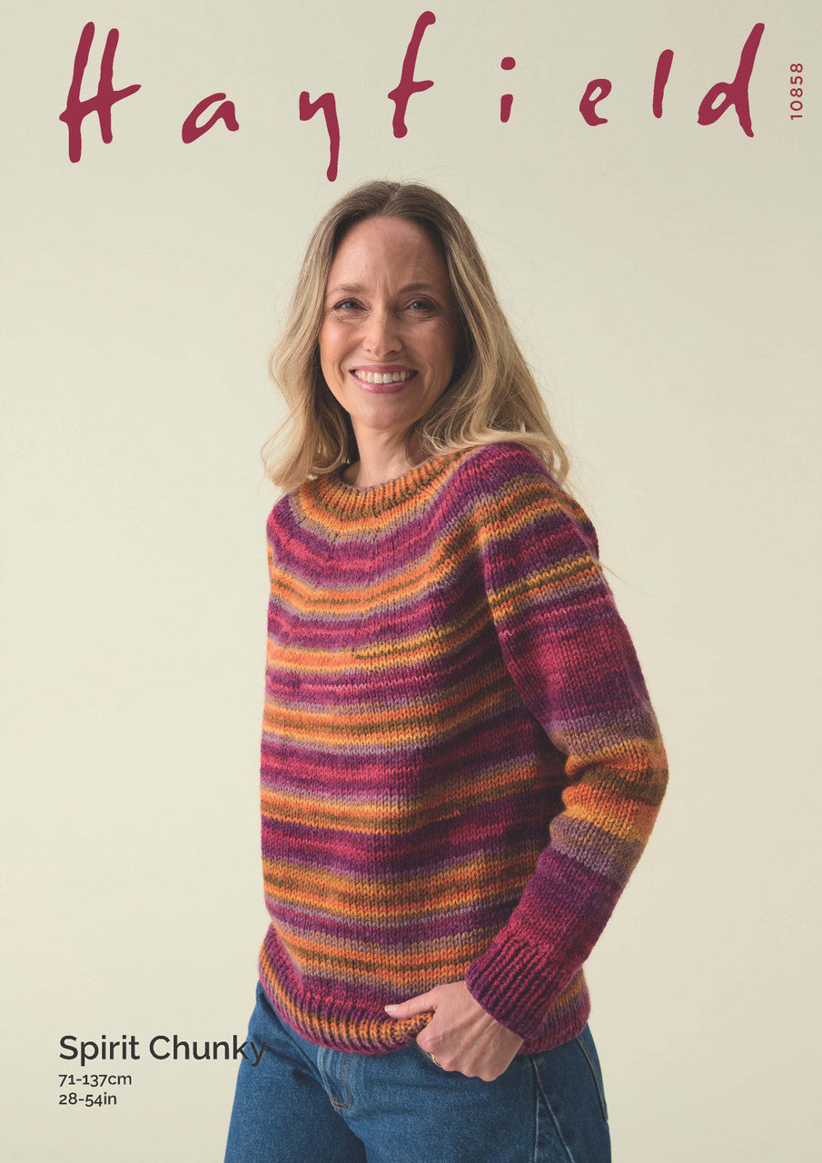 Hayfield Pattern 10858 Top-Down Yoke Sweater in Spirit Chunky
