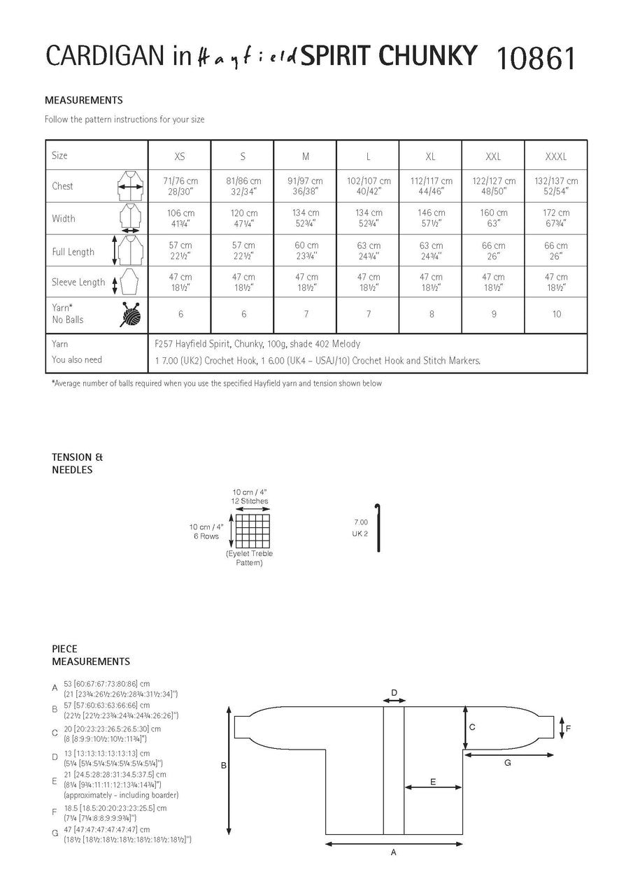 Hayfield Pattern 10861 Crochet Cardigan in Spirit Chunky