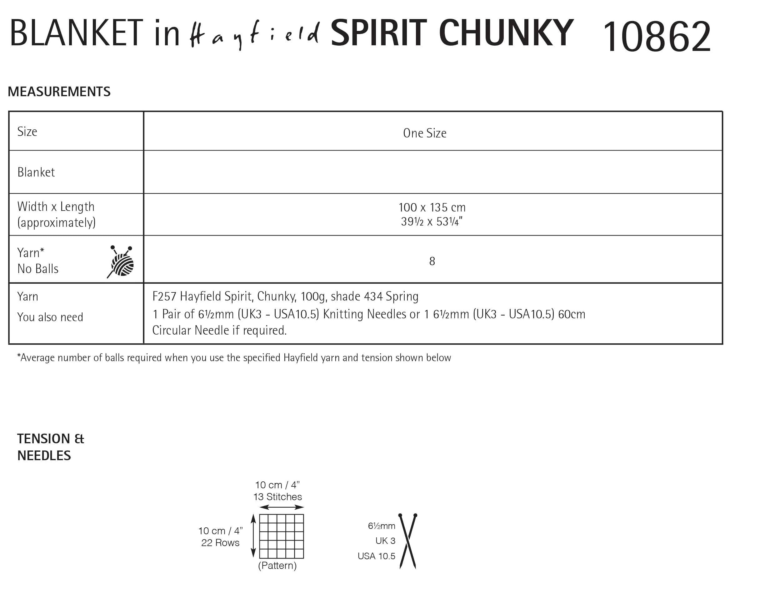 Hayfield Pattern 10862 Waves Knit Blanket in Spirit Chunky