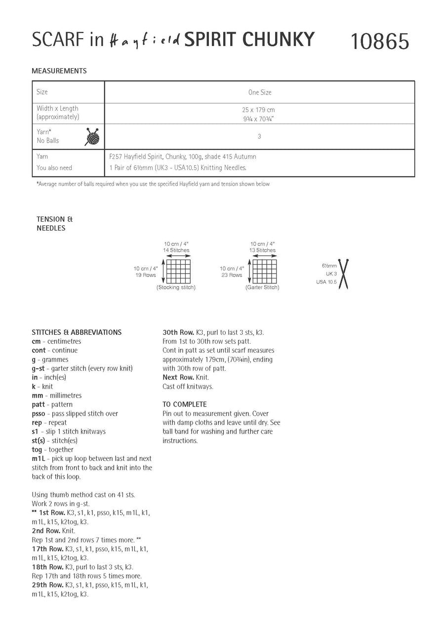 Hayfield Pattern 10865 Chevron Scarf in Spirit Chunky