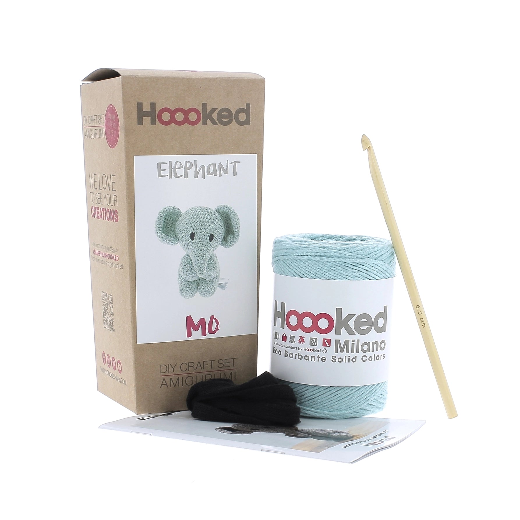 Hoooked DIY Crochet Kit - Mo the Baby Elephant