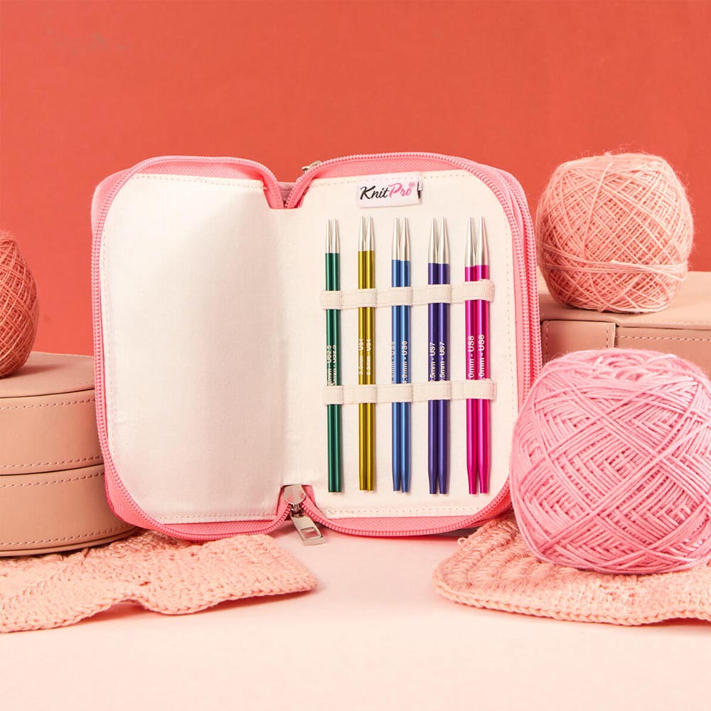 Knit Pro Zing Starter Special Interchangeable Knitting Needle Set - 10cm tips, Needle sizes 3-5mm