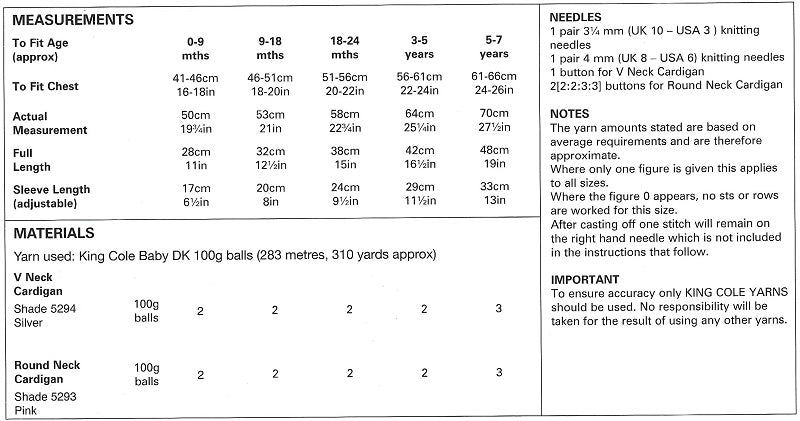 King Cole Pattern 1008 Cardigans in DK