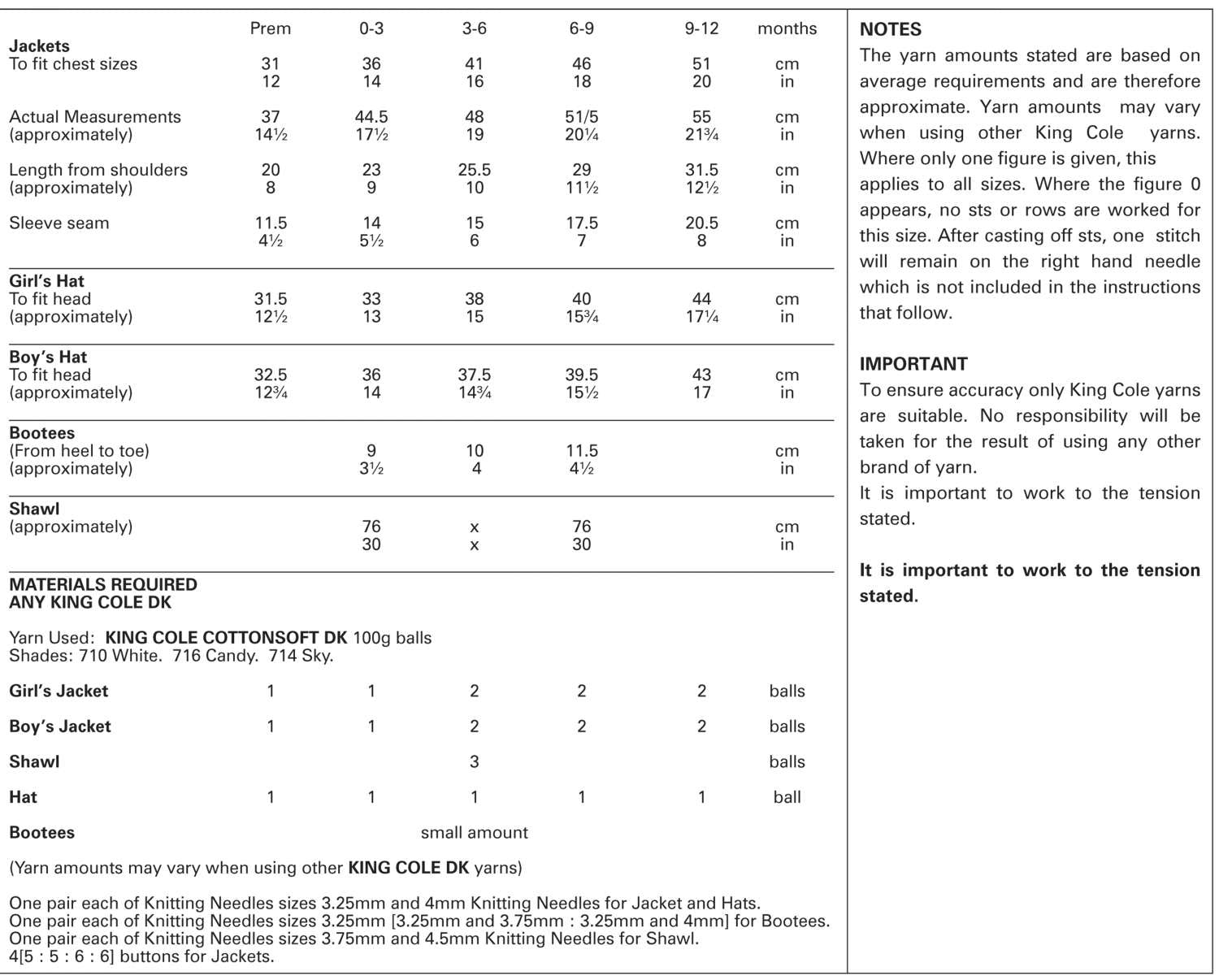 King Cole Pattern 3927 Jackets, Hats, Booties & Shawl in DK