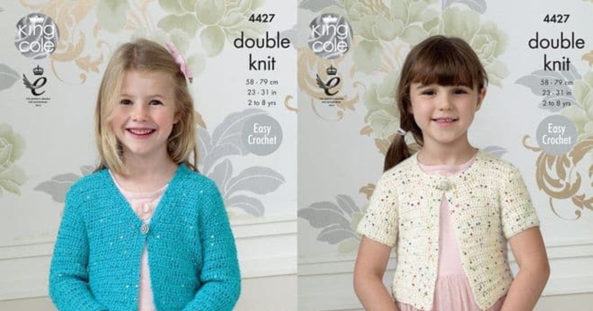 King Cole Pattern 4427 Crochet Cardigans in Galaxy DK