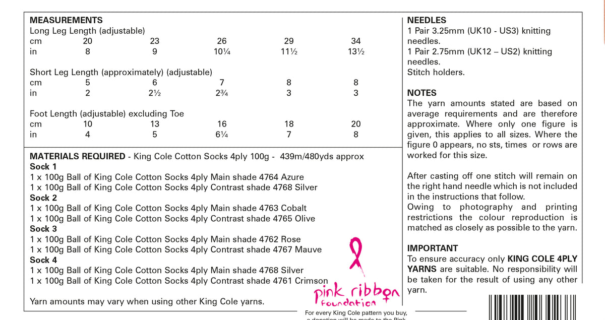 King Cole Pattern 5881 Socks in 4ply