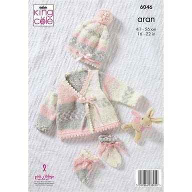 King Cole Pattern 6046 Pinafore, Cardigan, Hat & Slipper Socks in Cosy Love Aran