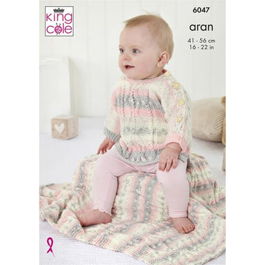 King Cole Pattern 6047 Top, Sweater, Hat & Blanket in Cosy Love Aran