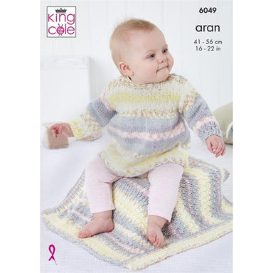 King Cole Pattern 6049 Dress, Jacket, Hat & Blanket in Cosy Love Aran