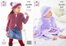 King Cole Pattern 6102 Baby and Child's Loopy Cardigan, Hats and Blanket in DK